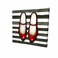 Fondo 16 x 16 in. Red Glossy Shoes on Striped Background-Print on Canvas FO2789275